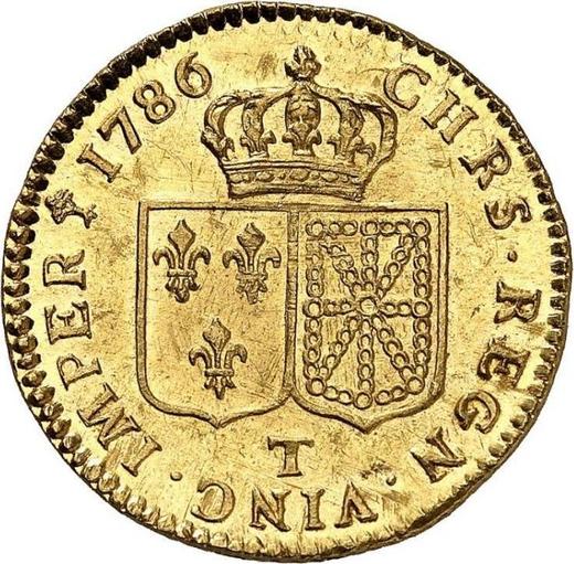 Реверс монеты - Луидор 1786 года T Нант - цена золотой монеты - Франция, Людовик XVI