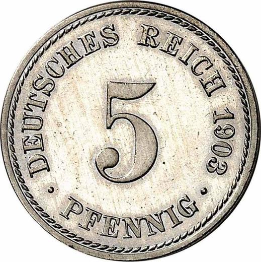 Anverso 5 Pfennige 1903 A "Tipo 1890-1915" - valor de la moneda  - Alemania, Imperio alemán