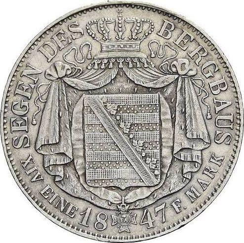 Reverso Tálero 1847 F "Minero" - valor de la moneda de plata - Sajonia, Federico Augusto II