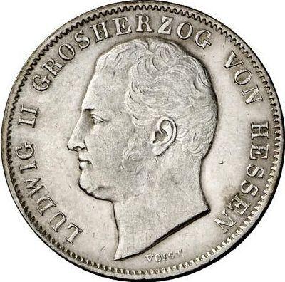 Awers monety - 1/2 guldena 1844 - cena srebrnej monety - Hesja-Darmstadt, Ludwik II