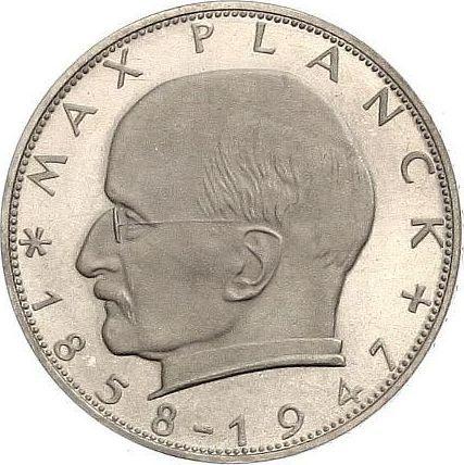 Anverso 2 marcos 1964 G "Max Planck" - valor de la moneda  - Alemania, RFA