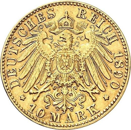 Реверс монеты - 10 марок 1890 года G "Баден" - цена золотой монеты - Германия, Германская Империя