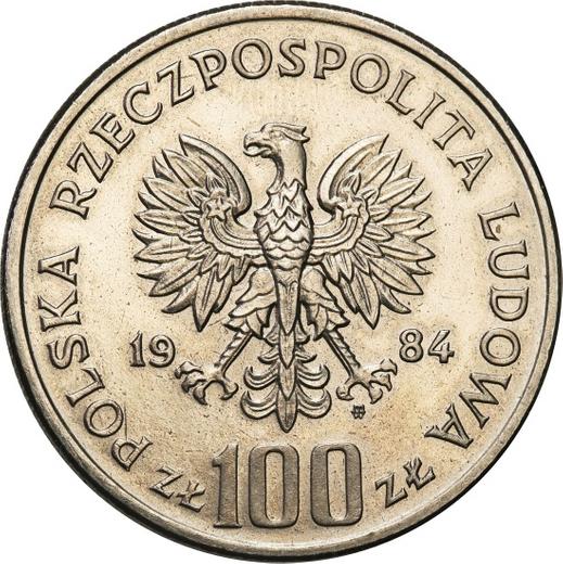 Аверс монеты - Пробные 100 злотых 1984 года MW "40 лет Польской Народной Республики" Никель - цена  монеты - Польша, Народная Республика