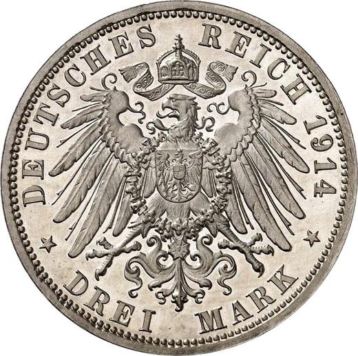 Reverso 3 marcos 1914 A "Prusia" - valor de la moneda de plata - Alemania, Imperio alemán