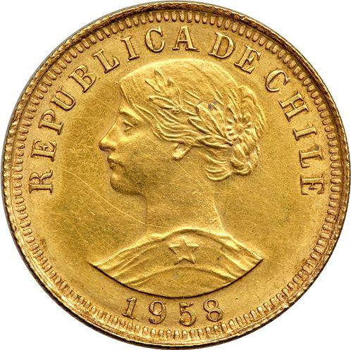Аверс монеты - 50 песо 1958 года So - цена золотой монеты - Чили, Республика