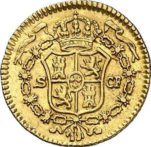 Реверс монеты - 1/2 эскудо 1783 года S CF - цена золотой монеты - Испания, Карл III