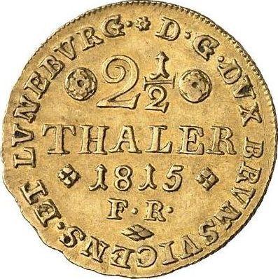 Reverso 2 1/2 táleros 1815 FR - valor de la moneda de oro - Brunswick-Wolfenbüttel, Federico Guillermo