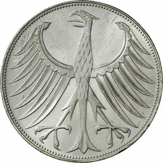 Реверс монеты - 5 марок 1971 года G - цена серебряной монеты - Германия, ФРГ