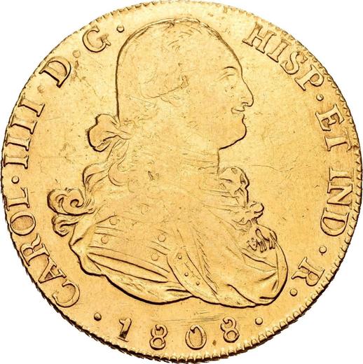 Awers monety - 8 escudo 1808 PTS PJ - cena złotej monety - Boliwia, Karol IV
