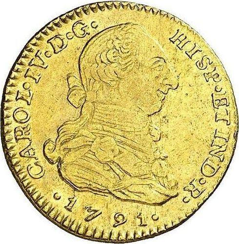 Аверс монеты - 2 эскудо 1791 года NR JJ "Тип 1789-1791" - цена золотой монеты - Колумбия, Карл IV