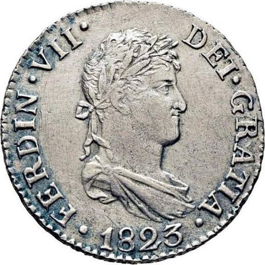 Awers monety - 2 reales 1823 S CJ - cena srebrnej monety - Hiszpania, Ferdynand VII
