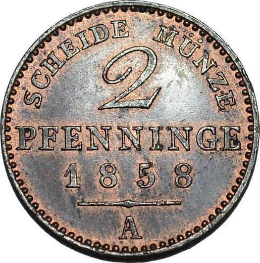 Reverso 2 Pfennige 1858 A - valor de la moneda  - Prusia, Federico Guillermo IV