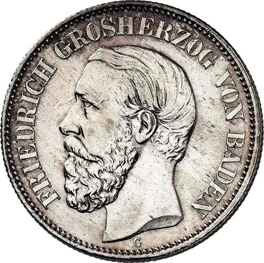 Awers monety - 2 marki 1880 G "Badenia" - cena srebrnej monety - Niemcy, Cesarstwo Niemieckie