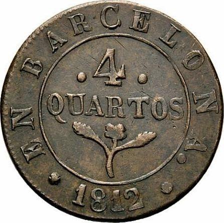Реверс монеты - 4 куарто 1812 года - цена  монеты - Испания, Жозеф Бонапарт