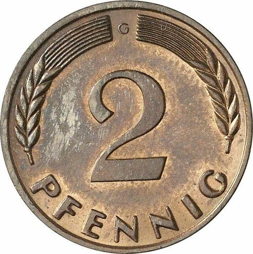 Аверс монеты - 2 пфеннига 1966 года G - цена  монеты - Германия, ФРГ