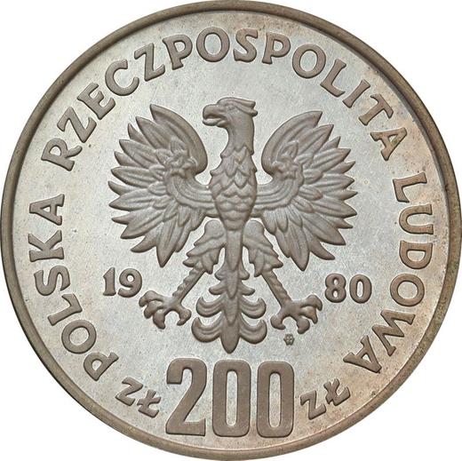 Аверс монеты - Пробные 200 злотых 1980 года MW "Болеслав I Храбрый" Серебро - цена серебряной монеты - Польша, Народная Республика