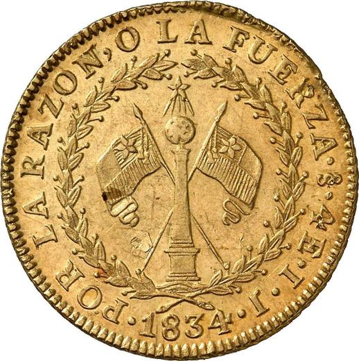 Reverso 4 escudos 1834 So IJ - valor de la moneda de oro - Chile, República