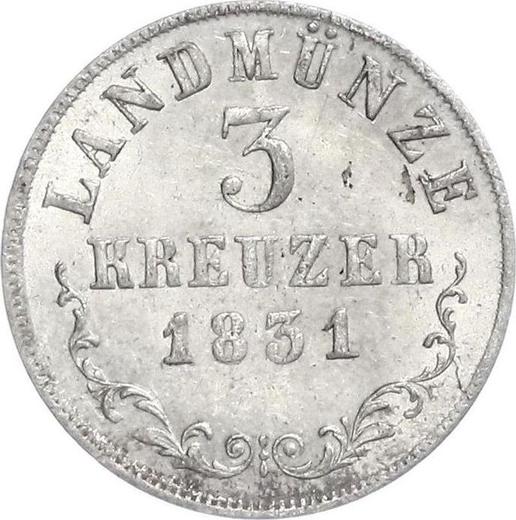 Reverso 3 kreuzers 1831 L "Tipo 1831-1837" - valor de la moneda de plata - Sajonia-Meiningen, Bernardo II