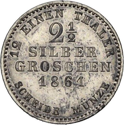 Reverso 2 1/2 Silber Groschen 1861 C.P. - valor de la moneda de plata - Hesse-Cassel, Federico Guillermo
