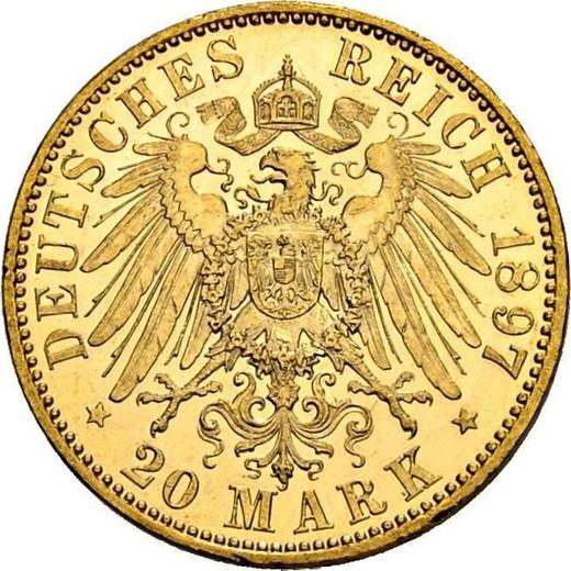 Реверс монеты - 20 марок 1897 года A "Пруссия" - цена золотой монеты - Германия, Германская Империя