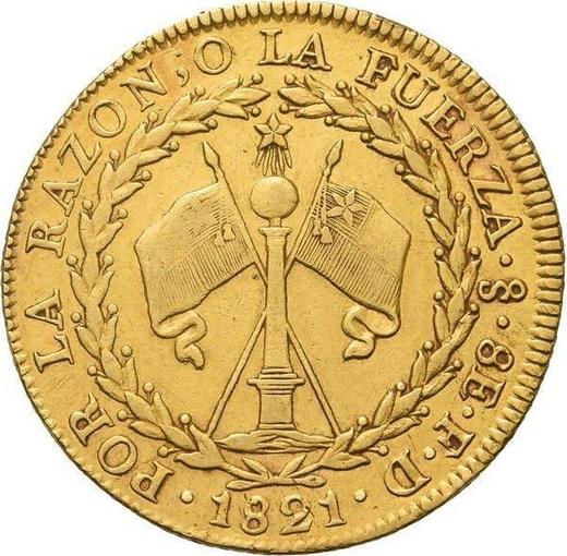 Reverso 8 escudos 1821 So FD - valor de la moneda de oro - Chile, República