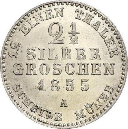 Reverso 2 1/2 Silber Groschen 1855 A - valor de la moneda de plata - Prusia, Federico Guillermo IV