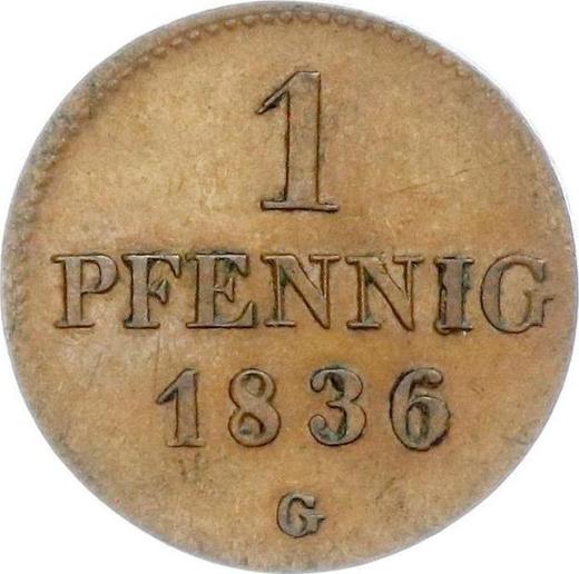 Реверс монеты - 1 пфенниг 1836 года G - цена  монеты - Саксония-Альбертина, Фридрих Август II