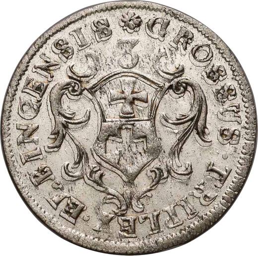 Rewers monety - Trojak 1761 "Elbląski" - cena srebrnej monety - Polska, August III