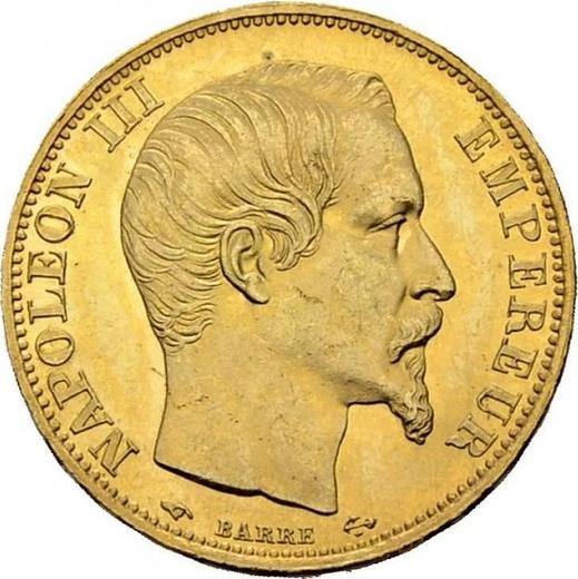 Anverso 20 francos 1860 A "Tipo 1853-1860" París - valor de la moneda de oro - Francia, Napoleón III Bonaparte