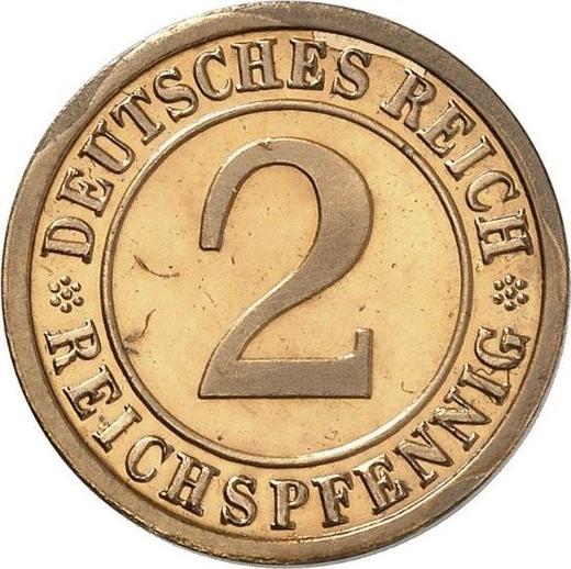 Аверс монеты - 2 рейхспфеннига 1923 года F - цена  монеты - Германия, Bеймарская республика
