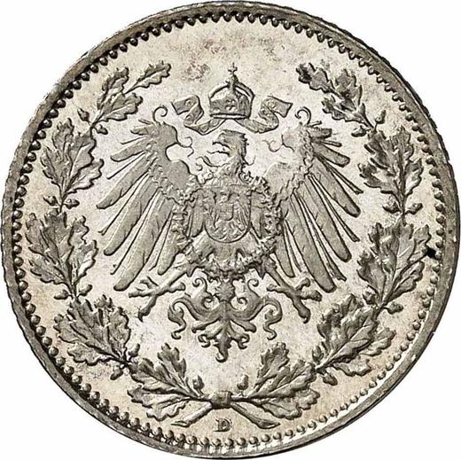 Реверс монеты - 1/2 марки 1916 года D "Тип 1905-1919" - цена серебряной монеты - Германия, Германская Империя