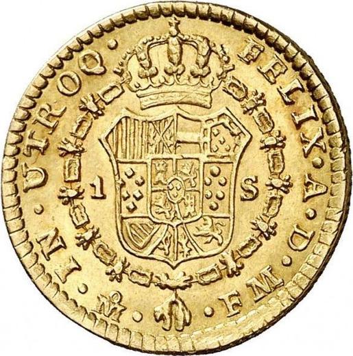 Реверс монеты - 1 эскудо 1788 года Mo FM - цена золотой монеты - Мексика, Карл III