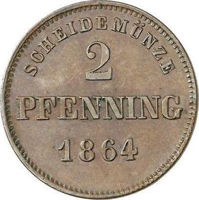 Реверс монеты - 2 пфеннига 1864 года - цена  монеты - Бавария, Максимилиан II