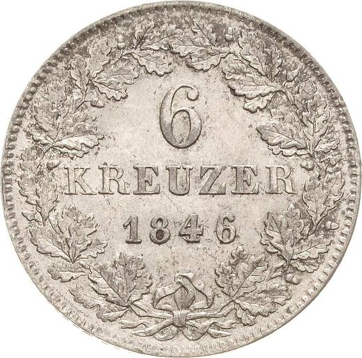 Реверс монеты - 6 крейцеров 1846 года - цена серебряной монеты - Бавария, Людвиг I