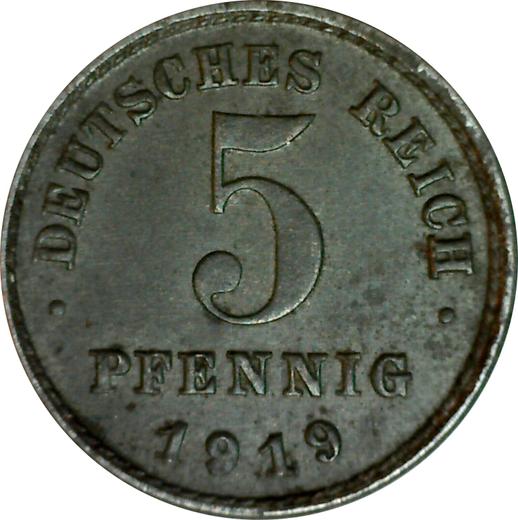 Anverso 5 Pfennige 1919 J - valor de la moneda  - Alemania, Imperio alemán