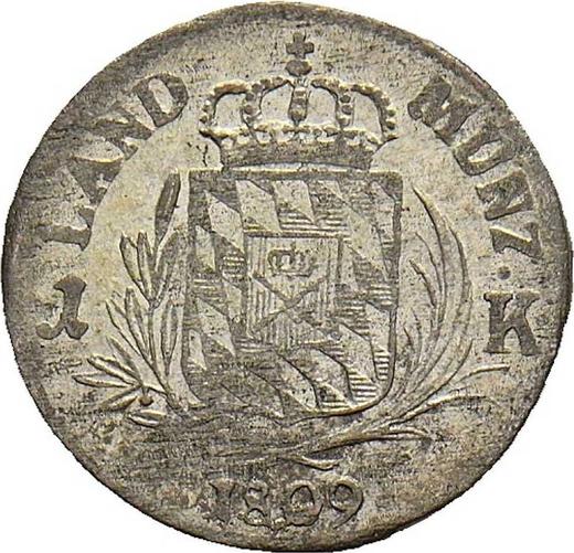 Реверс монеты - 1 крейцер 1809 года - цена серебряной монеты - Бавария, Максимилиан I