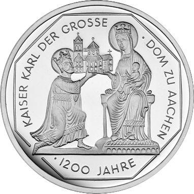 Аверс монеты - 10 марок 2000 года J "Карл Великий" - цена серебряной монеты - Германия, ФРГ