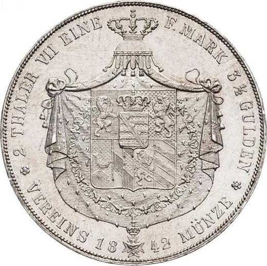 Реверс монеты - 2 талера 1842 года A - цена серебряной монеты - Саксен-Веймар-Эйзенах, Карл Фридрих
