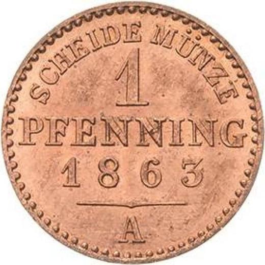 Реверс монеты - 1 пфенниг 1863 года A - цена  монеты - Пруссия, Вильгельм I