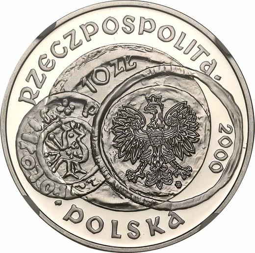 Аверс монеты - 10 злотых 2000 года MW RK "1000 лет Конгрессу в Гнезно" - цена серебряной монеты - Польша, III Республика после деноминации