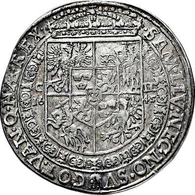Reverso Tálero 1645 C DC - valor de la moneda de plata - Polonia, Vladislao IV