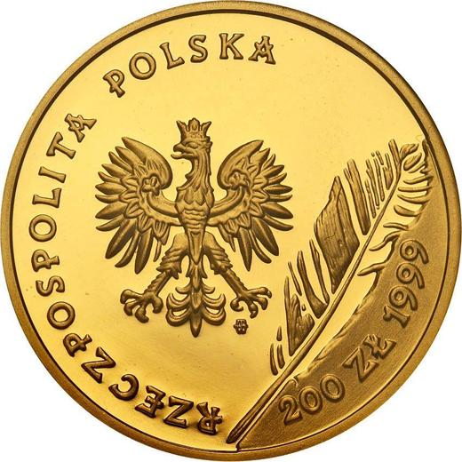 Аверс монеты - 200 злотых 1999 года MW ET "150 Годовщина смерти Юлиуша Словацкого" - цена золотой монеты - Польша, III Республика после деноминации
