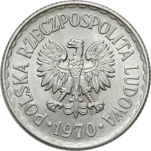 Аверс монеты - 1 злотый 1970 года MW - цена  монеты - Польша, Народная Республика