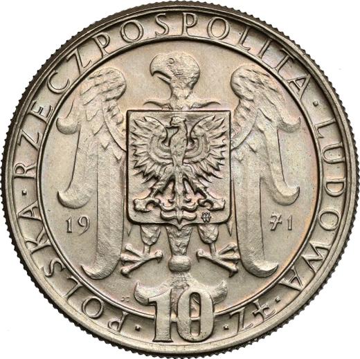 Obverse Pattern 10 Zlotych 1971 MW JJ "50 Years of III Silesian Uprising" Copper-Nickel -  Coin Value - Poland, Peoples Republic