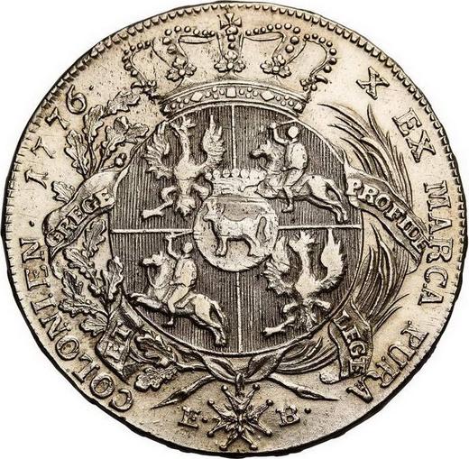 Реверс монеты - Талер 1776 года EB LITU - цена серебряной монеты - Польша, Станислав II Август