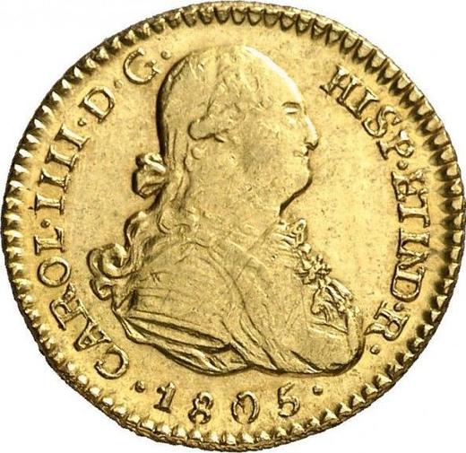 Awers monety - 1 escudo 1805 PTS PJ - cena złotej monety - Boliwia, Karol IV