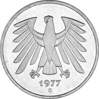 Reverso 5 marcos 1977 G - valor de la moneda  - Alemania, RFA