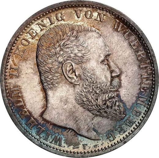 Anverso 5 marcos 1907 F "Würtenberg" - valor de la moneda de plata - Alemania, Imperio alemán