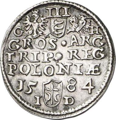 Revers 3 Gröscher 1584 "Großer Kopf" - Silbermünze Wert - Polen, Stephan Bathory