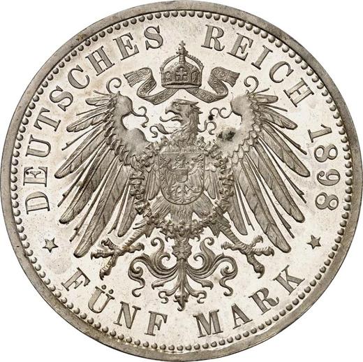 Реверс монеты - 5 марок 1898 года A "Пруссия" - цена серебряной монеты - Германия, Германская Империя